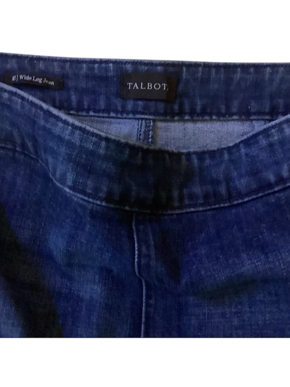 Talbots Dark Blue Wide Leg Jeans size 16 side zip - Picture 4 of 12